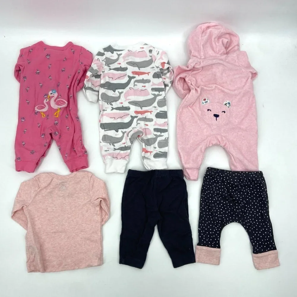 3 MONTHS Set of 5 Baby Girl Pajamas Random Brands